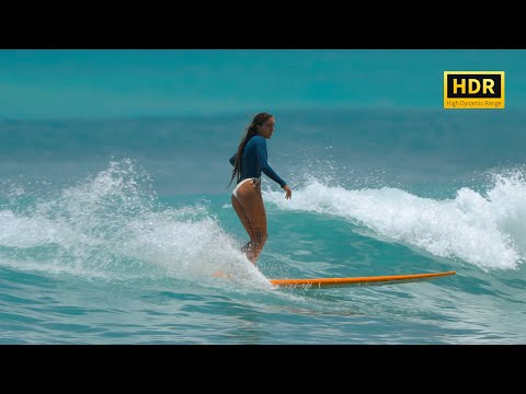 Surfing Beautiful Waikiki (Surfer Girl - Stavros Music)  4K HDR