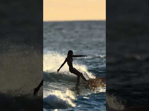 Bella Eberz Surfs During Golden Hour 🌅 #hawaii #surf #surfergirl