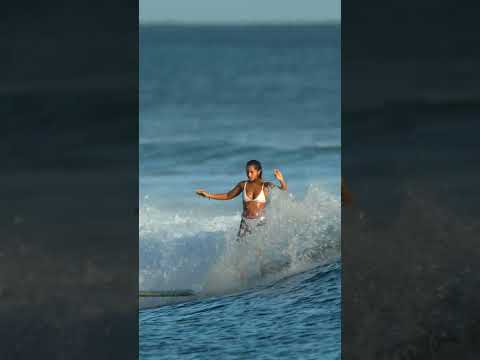 Shaley Mercado golden hour surf session #surfergirl #hawaii  #surfing