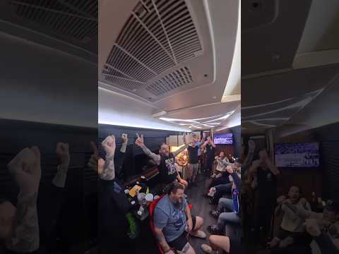 Knicks watch party on our bus with our buddies in Taking Back Sunday & Anberlin 🟦🏀🏆 #knicksin5