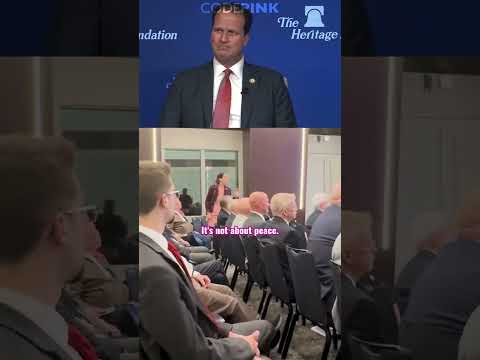 Warmongers disrupted at Heritage Foundation