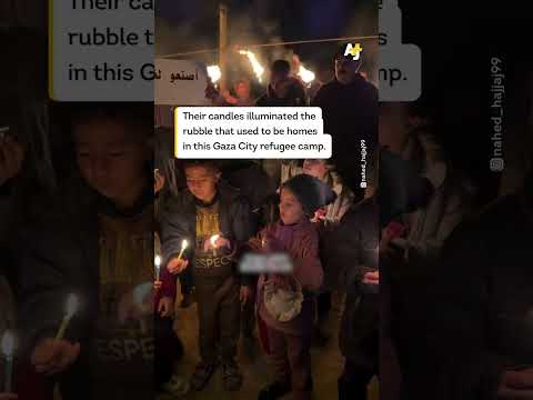 "Gaza Deserves Joy" among the rubble, Palestinian kids lit up this camp with candles