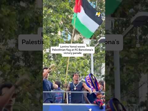 Lamine Yamal waved the Palestinian flag at FC Barcelona’s victory parade