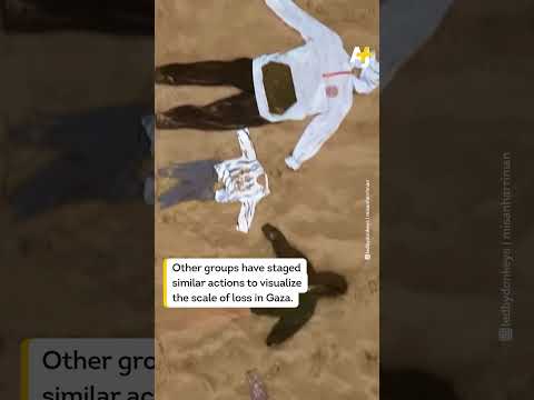 Activists in the Netherlands lined up thousands of shoes to memorialize children killed in Gaza