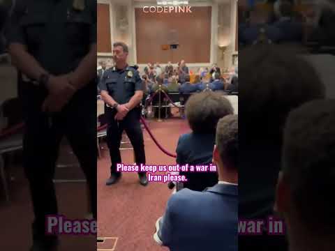 At Pete Hegseth Hearing: NO WAR WITH IRAN!