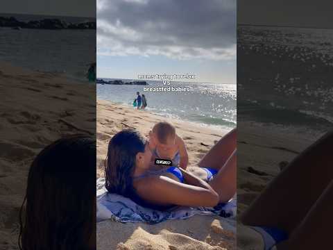 FLASHING THE ENTIRE BEACH… OOPS 😅 #bikini #momlife #baby #breastfeeding #nursing