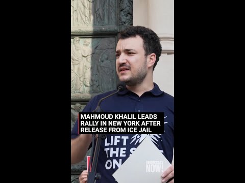 Mahmoud Khalil leads rally in New York after release from ICE jail