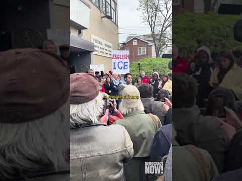 Palestinian activist and Columbia University student Mohsen Mahdawi walks out of ICE detention